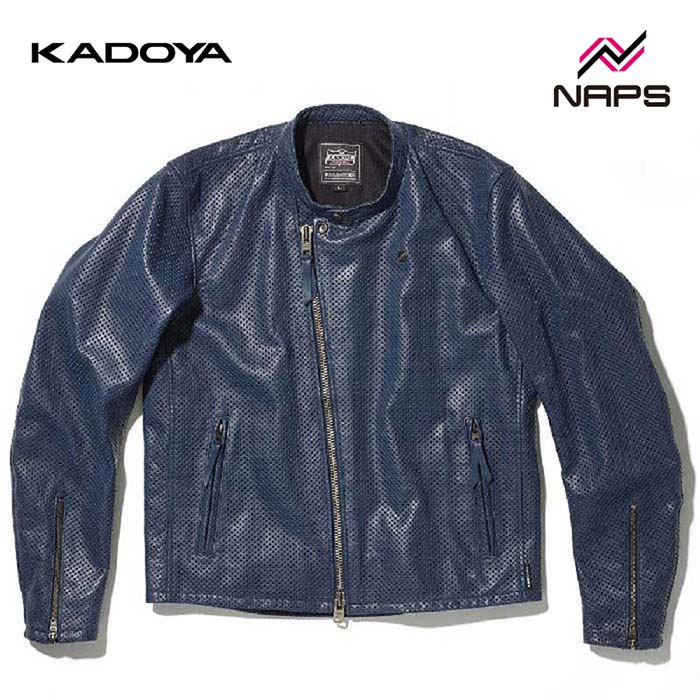 Other - KADOYA カドヤ 1305 PL-SW レザージャケット ネイビー パンチングレザー セミダプル ライダース プロテクター装着可能 ベンチレーション 通気性 牛革 本革 革ジャン バイク用