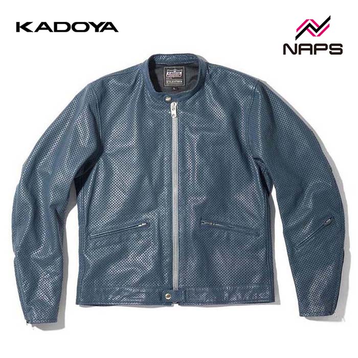 Other - KADOYA カドヤ 1637 PL-RAFF レザージャケット ブルーグレー パンチングレザー シングル ライダース プロテクター 肩 肘 背中 ベンチレーション 通気性 牛革 本革 革ジャン バイク用