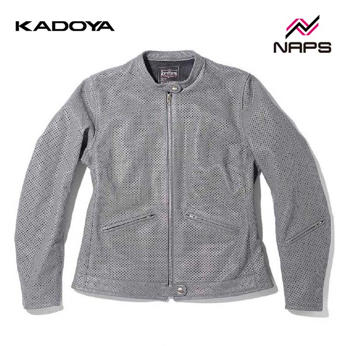 KADOYA カドヤ 1311 PL-RAFF レザージャケット グレー レディース 女性用 パンチングレザー シングル ライダース プロテクター 肩 肘 背中 ベンチレーション 通気性 牛革 本革 革ジャン バイク用