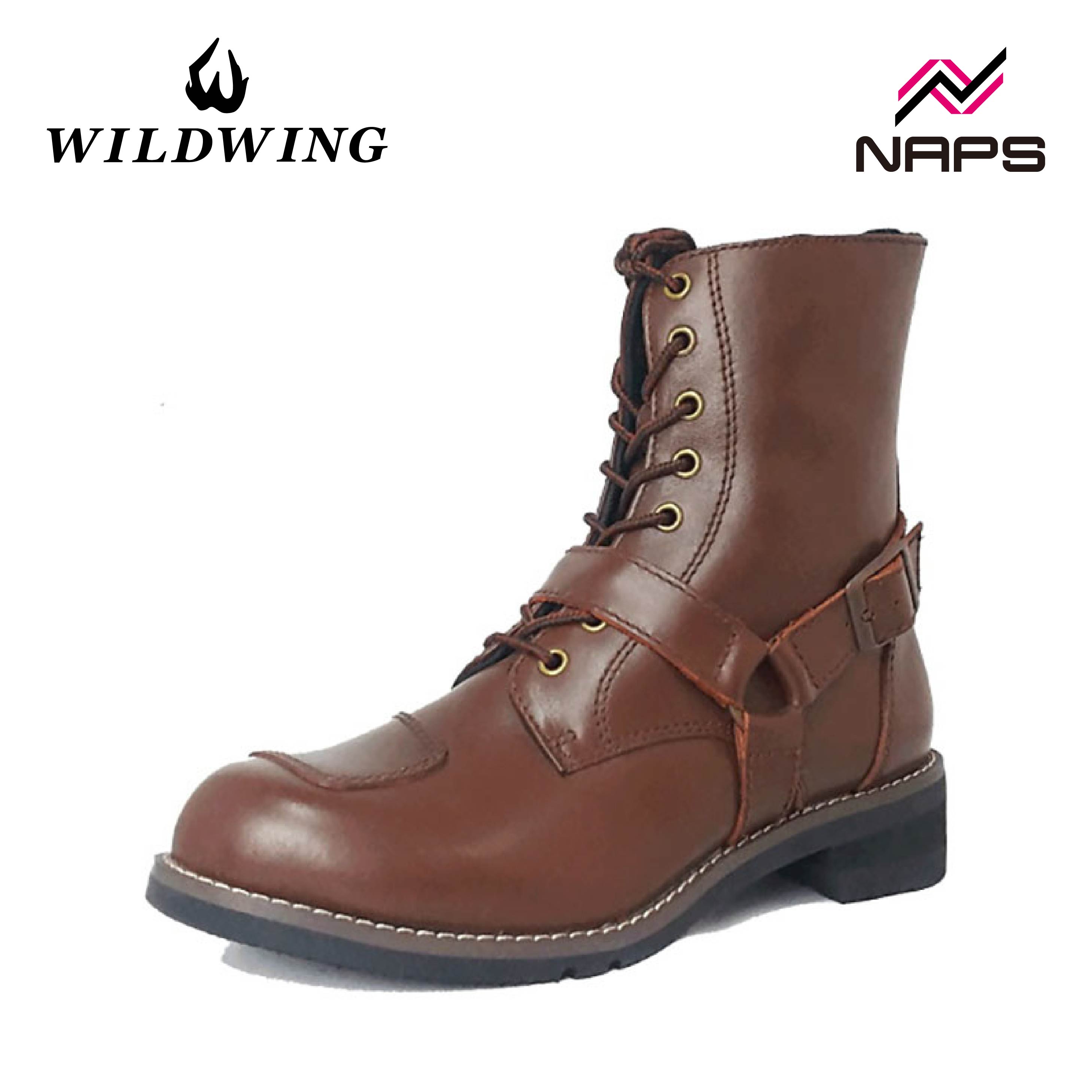 ワイルドウィング WWM-0001 ファルコンブーツ ダークブラウン 本革 バイク用 ライディングブーツ 牛革 レザー WILDWING サイドファスナー シフトチェンジ 茶 バイク