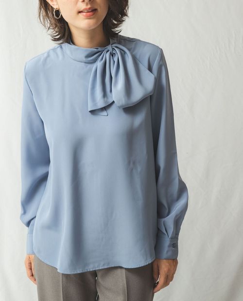 ★今日まで！最大2000円OFFクーポン！★【50％OFF】《厚手ツイル風リボン ボウタイ ブラウス 》レディース トップス 長袖 ナラ カミーチェ アウトレット NARACAMICIE OUTLET 【送料無料】
