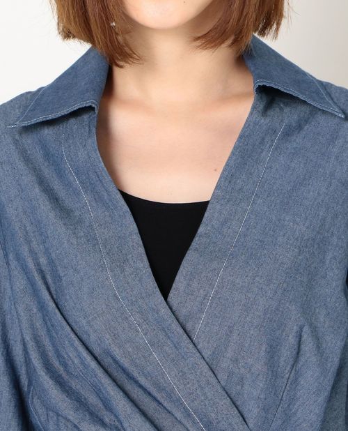 50 Off ロングカシュクール六分袖ブラウス ネイビー 紺 フォーマル ビジネス オフィス Ol 上品 デイリー 通勤 レディース トップス 高級 ママ 母 40代 大きいサイズ 母親 おしゃれ Naracamicie ナラ カミ Autosmea Com