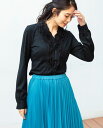【50%OFF】《ウールジャージシフォンフリルブラウス》レデ
