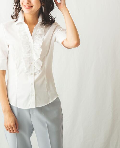 【50％OFF】《襟付 フリル オックス 半袖 シャツ 》レディース ファッション トップス ナラ カミーチェ ナラカミ NARACAMICIE アウトレット 送料無料のサムネイル