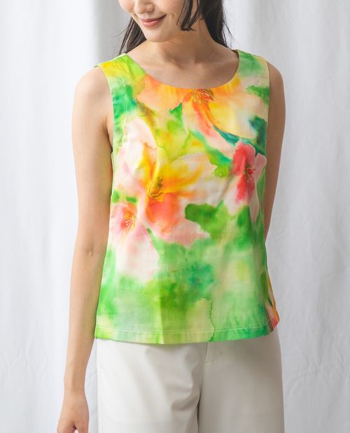 【期間限定70％OFF】《水彩風フラワーノースリーブ ブラウス 》レディース ファッション トップス ナラ カミーチェ ナラカミ NARACAMICIE アウトレット 送料無料のサムネイル
