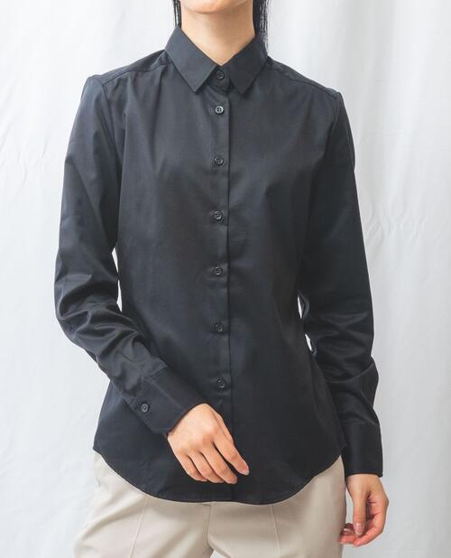 【セール★30%OFF】《 コットン シャンブレーベーシックカラー 長袖 ブラウス 》レディース トップス ブラウス 大きいサイズ 白シャツ ホワイト 白 ブラック 黒 ナラ カミーチェ【送料無料】 【NARACAMICIE 公式】 naracamicie-10015331 ナラカミーチェオンラインショップ サンプル画像2