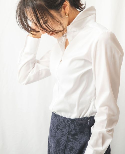 【セール★30%OFF】《 コットン シャンブレーベーシックカラー 長袖 ブラウス 》レディース トップス ブラウス 大きいサイズ 白シャツ ホワイト 白 ブラック 黒 ナラ カミーチェ【送料無料】 【NARACAMICIE 公式】 naracamicie-10015331 ナラカミーチェオンラインショップ サンプル画像3