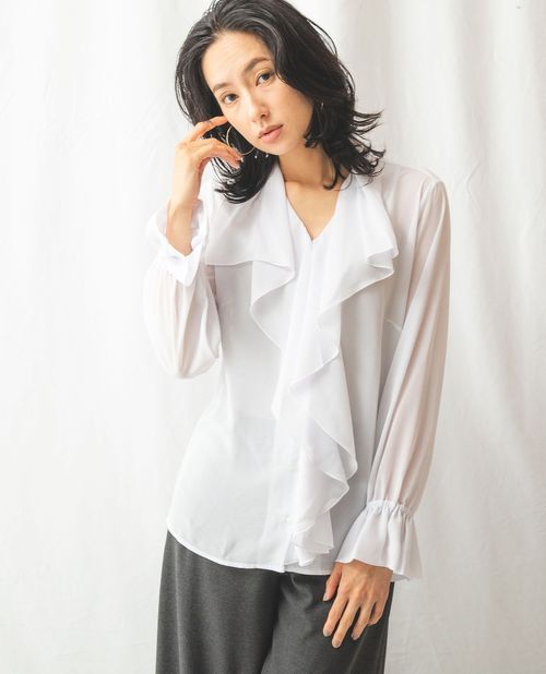 【50%OFF】《シフォン フリル 長袖 ブラウス》レディース ファッション トップス ナラ カミーチェ ナラカミ NARACAMICIE アウトレット 送料無料のサムネイル