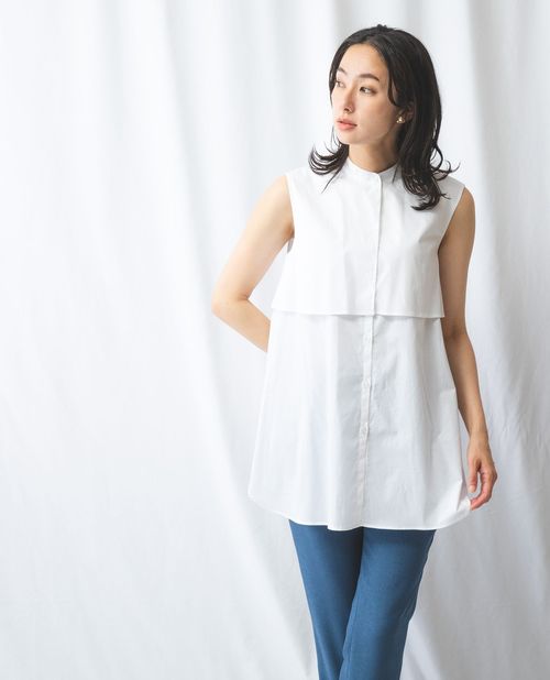 【50%OFF】《 コットン ノースリーブ チュニック シャツ 》レディース ファッション トップス ナラ カミーチェ ナラカミ NARACAMICIE アウトレット 送料無料のサムネイル
