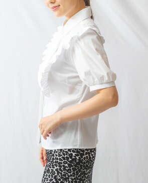 ★9/5限定 20%OFFクーポン配布中!★《 ピエゴリーネ フリル 半袖 ブラウス 》【 ナラカミーチェ 公式】 レディース トップス フェミニン ピンタック ロゴ チャーム ホワイト 白 ナラ カミーチェ 送料無料