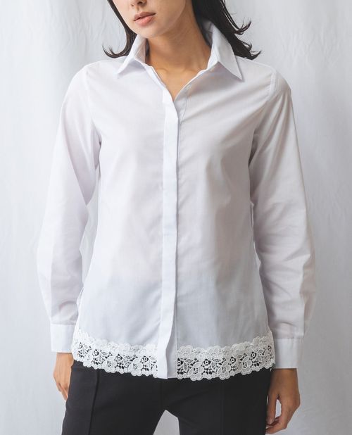 樂天商城 - 【50％OFF】《 裾 レース 長袖 シャツ 》 レディース トップス 長袖 ニット レイヤード S〜4L 7号〜17号 ナラ カミーチェ ナラカミ NARACAMICIE アウトレット 送料無料