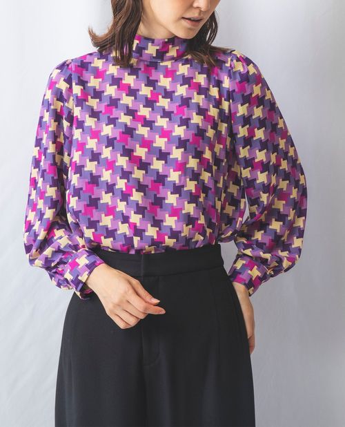 【50%OFF】《 パズルプリント ハイネック ブラウス 》【 ナラカミーチェ 公式】 レディース トップス ..