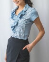 【セール★30%OFF】《 レース コンビ フリル 半袖 カットソー 》【 ナラカミーチェ 公式】 レディース トップス ブラウス 異素材 コンビ フェミニン ストレッチ ナラ カミーチェ 送料無料