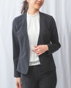 【再値下★30%OFF】《【セットアップ対応】合繊 ストレッチ ノーカラー ジャケット 》レディースアウター セットアップ スーツ きちんと 【 ナラカミーチェ...