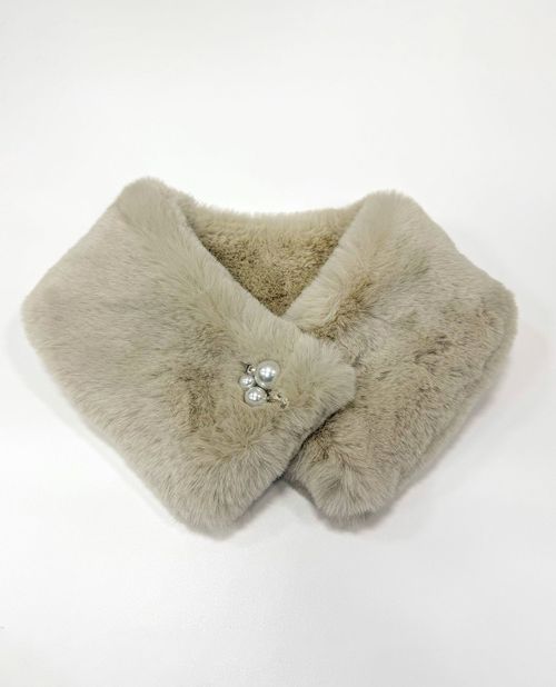 《リサイクルエコファー パール付マグネット ティペット 》レディースアクセサリー 小物 ファッション..