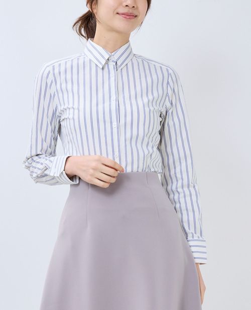 樂天商城 - ★2026春夏新作15％OFFクーポン配布中★《 ストライプ 長袖 シャツ 》 レディース トップス ブラウス ストレッチ 伸縮性 ストライプ 大きいサイズ 【 ナラカミーチェ 公式】 ナラ カミーチェ 送料無料