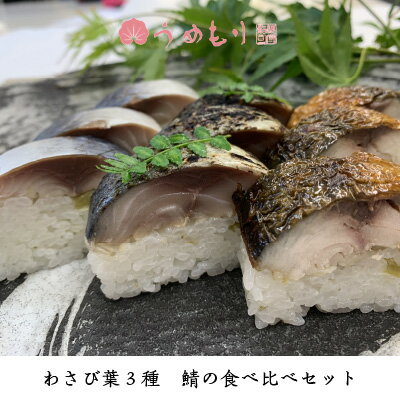 秋ギフト ギフト 寿司 冷凍 うめもり わさび葉寿司 わさび葉3種 鯖の棒寿司食べ比べセット 棒寿司鯖 焼き鯖 おもてなし パーティ プレゼント 鯖寿司 手土産 贈答 おしゃれ 送料無料 お取り寄せ 梅守 てまり寿司のサムネイル