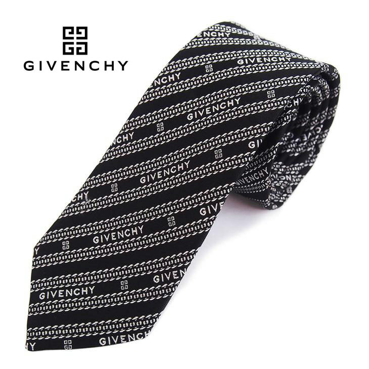 ジバンシイ 【ネクタイ ブランド・ブランドネクタイ】GIVENCHY(ジバンシイ)ネクタイ メンズ ナロータイ ブランドロゴ 総柄 J4167-1 ブラック送料無料 ブランドネクタイ　クリスマスギフト　バレンタイン　ギフト