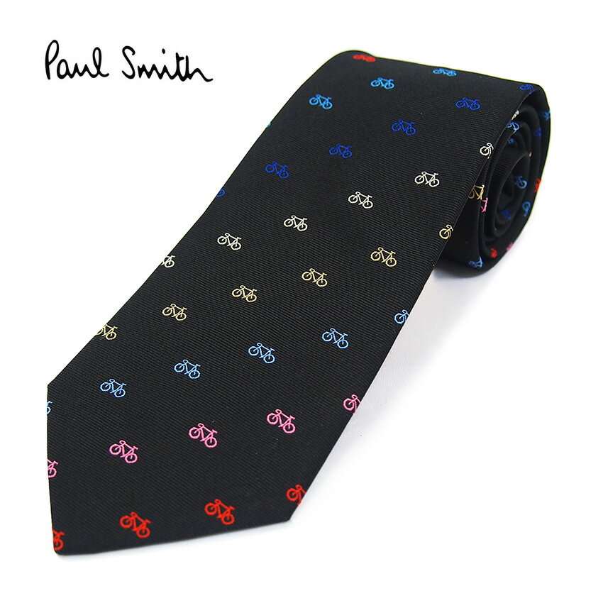 【ネクタイ ブランド・ブランドネクタイ】Paul Smith(ポールスミス)ネクタイ 自転車柄　シルク(サイズ剣幅8cm) 0TIEX-ALU7-79 ブラック..