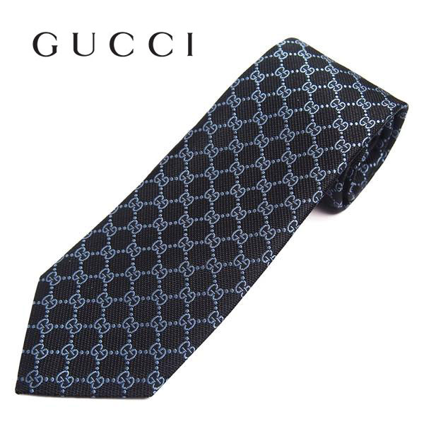 グッチ(GUCCI) ネクタイ 456522-1069 GGパターン ブラック/ライトブルー ブランドネクタイ　クリスマスギフト　バレンタイン　ギフト