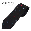 【ネクタイ ブランド・ブランドネクタイ】グッチ(GUCCI) ナロータイ 571819-1000 シンボルズ ブラック 黒　ブランドネクタイ　クリスマスギフト　バレンタイン　ギフト