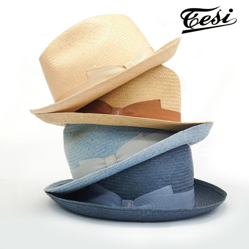 TESI（テシ）ラフィアマグログラン巻き中折れハット　帽子メンズ　ハットメンズ　夏帽子　　 送料無料