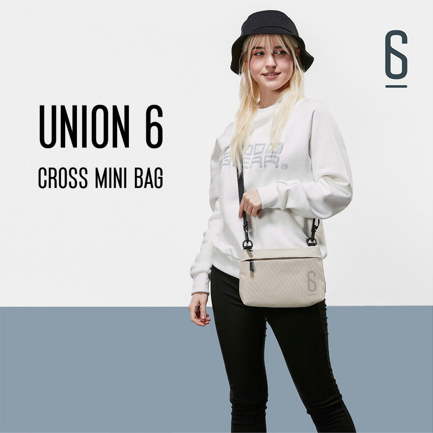 ョルダーバッグ メンズ　レディース　UNION.6 ユニオンシックス クロスバッグ ミニショルダー　アイボリー　男女兼用　ユニセックス　撥水　韓国ファッション　韓国ブランド