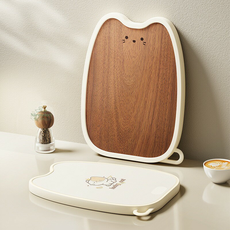 抗菌防カビ 黒檀まな板 家庭用 厚め無垢木 両面使用可能 キッチン調理板 猫柄 抗菌防カビ 黒檀まな板 ..