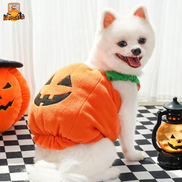 \ハロウィン//犬服 猫服 ネコ コスチューム かぼちゃ柄 オバケ柄 柔らかい かわいい 仮装 変装 衣装 ペット用スカーフ