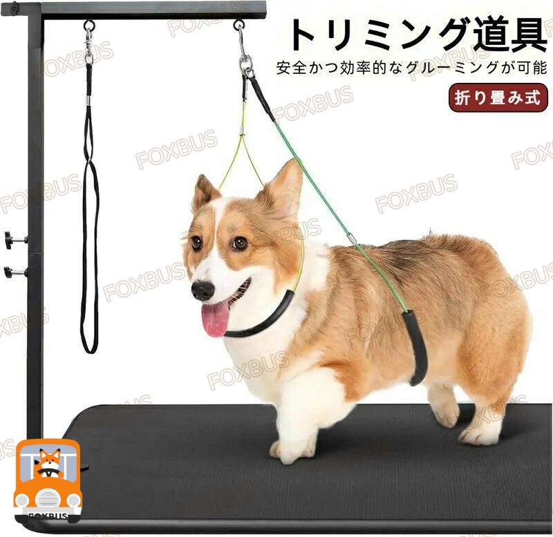 高さ調節可能なトリミングアーム 高さ調節が可能で、中・小型犬のトリミングに 適です。木製やマーブル製のテーブルにしっかり固定できます（※ガラス製テーブルには非対応）。 高品質・耐久性抜群の素材 本体は丈夫なアイアン素材で錆防止コーティング済み。ロープにはステンレスワイヤーを内蔵し、首輪部分はペットの快適性を考慮した柔軟素材を使用しています。 ペットの安全とトリミング効率を両立 トリミング中にペットが動いてしまうことを防ぎ、安全かつ効率的なグルーミングが可能。入浴、爪切り、歯磨き、耳掃除などにも対応。 コンパクト収納で省スペース 本体は分解でき、使わないときでも場所を取らず、清潔に保管できます。 簡単組立・初心者でも安心 工具不要で、ノブを緩めてロッドを伸縮させ、目的の高さに合わせてノブを締めるだけで簡単に調整可能です。 .犬用 トリミングアーム は グルーミングテーブル に 固定 可能 な 折り畳み式 の トリミング道具 です。中小型犬対応 の 金属製 で 伸縮調節可能 な トリミング台アーム と トリミングリード付き で 安全 に トリミング が 行えます。。 ANDU 市場店