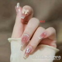 ネイルチップ ショート シール ハート かわいい 24枚入り グミシール付き つけ爪 ショートオーバル 着脱簡単 ファッション