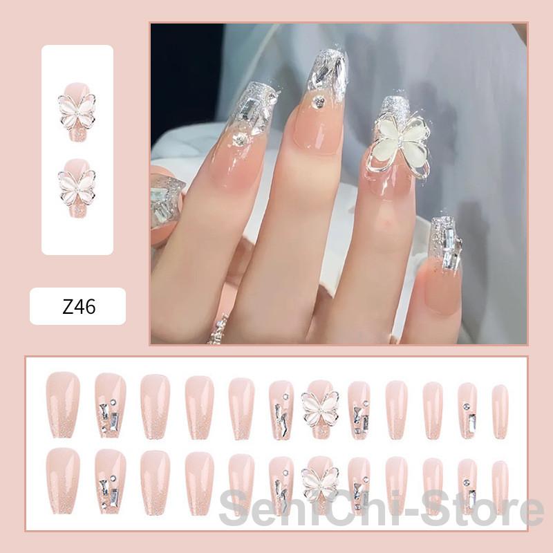 ネイルチップ ショート シール ハート かわいい 24枚入り グミシール付き つけ爪 ショートオーバル 着..