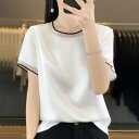 半袖 ブラウス 夏 速乾 大きいサイズ シルク レディース サテン tシャツ Uネック 体型カバー トップス 透けない インナー 吸湿 薄手 レース