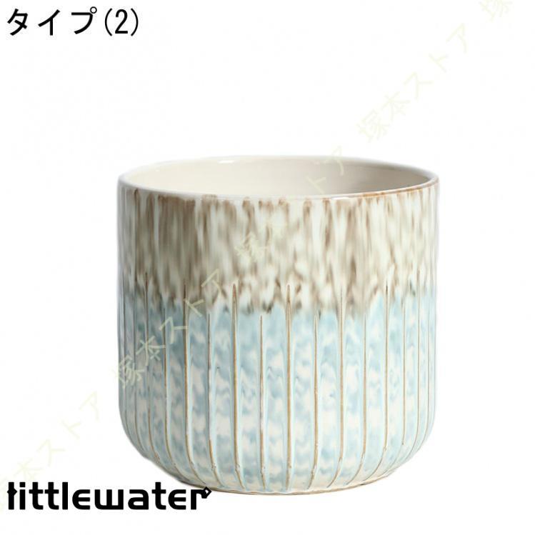 陶器 植木鉢 おしゃれ シンプル 底に水抜き穴あり 丸形 プラスチックトレイ付き クリエイティブ モダン..