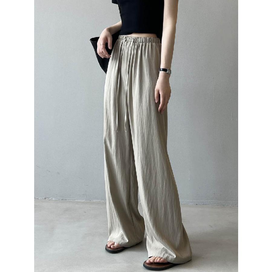 【スーパーSALE限定】ワイドパンツ レディース ひんやり 涼しい 薄手 UVカット ガウチョパンツ ロング シワ加工 接触冷感 さらさら 春 夏 ガウチョ ボ...