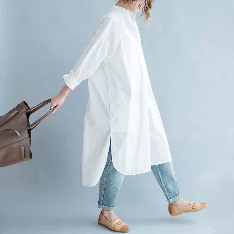 チュニック ロングシャツ シャツワンピース スリット ロング ワンピース 夏 羽織り 薄手 長袖 シャツワンピ レディース チュニックワンピース ブラウス ロングワ