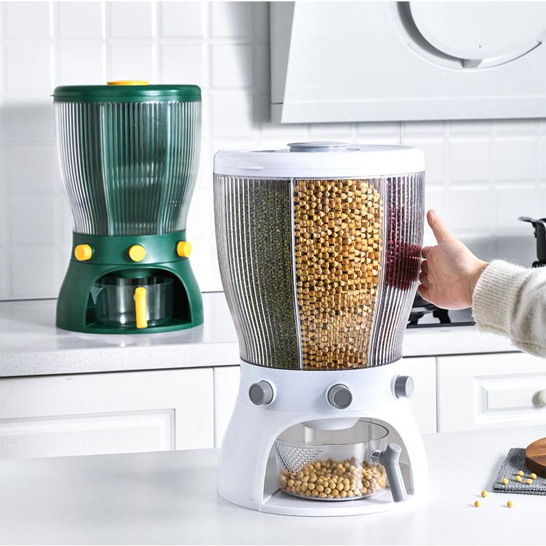 米びつ 10kg お米収納 回転式 おしゃれ キッチン用品 キッチン収納 保存容器 ライスボックス プラスチック ホワイト グリーン ハトムギ 小豆 楽天海外