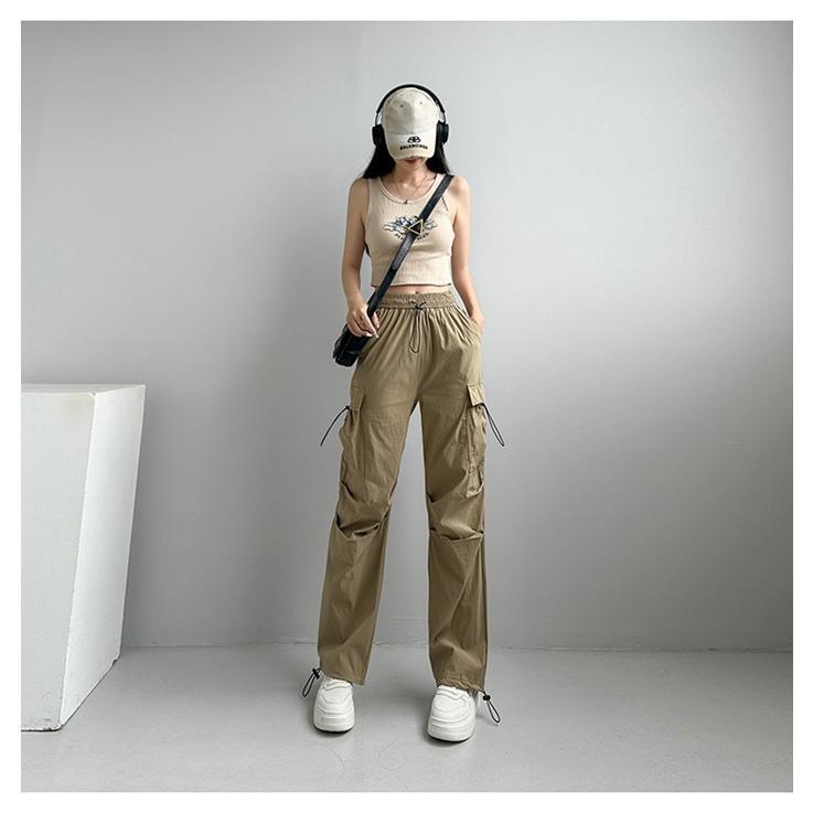 【スーパーSALE限定】カーゴパンツ レディース ワークパンツ ロング丈 カジュアルパンツ ロングパンツ ウエストゴム ボトムス おしゃれ カジュアル 着痩せ