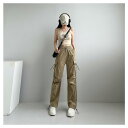 カーゴパンツ レディース ワークパンツ ロング丈 カジュアルパンツ ロングパンツ ウエストゴム ボトムス おしゃれ カジュアル 着痩せ