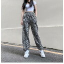 ワイドパンツ 春 夏 秋 ゼブラ柄 レディース スウェットパンツ ロングパンツ ゆったり サルエルパンツ シマウマ柄 ウエストゴム パンツ カジュアルパンツ