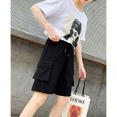 ショートパンツ ゆったり ハーフパンツ レディース 無地 5分丈 ショーパン 着痩せ 短パン おしゃれ 無地 ワイドパンツ ショート ポケット カーゴ