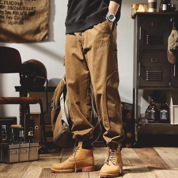 ボトムス カーゴパンツ ワイド 大きサイズ アウトドア 長ズボン ロングパンツ メンズ ワークパンツ 裾絞り 作業着 ワークズボン 耐磨耗 無地 作業