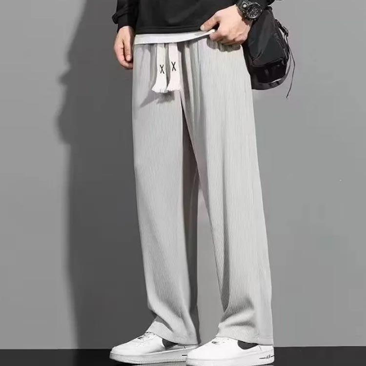 【2枚セット】冷感パンツ メンズ 接触冷感 カジュアルパンツ ロングパンツ ワイドパンツ ウエストゴム ポケット付き チノパン 涼しい ボトムス ズボ