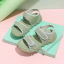 サンダル 子供用 スポーツサンダル 女の子 男の子 キッズ メッシュ マジックテープ ジュニア シンプル 無地 厚底 軽量 通気性 滑り止め おしゃれ