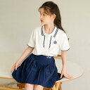 子供服 上下セット スカート 制服 女の子 半袖Tシャツ プリーツスカート 2点セット キッズ スーツ 夏服 英文柄 韓国子供服 ジュニア ガールズ