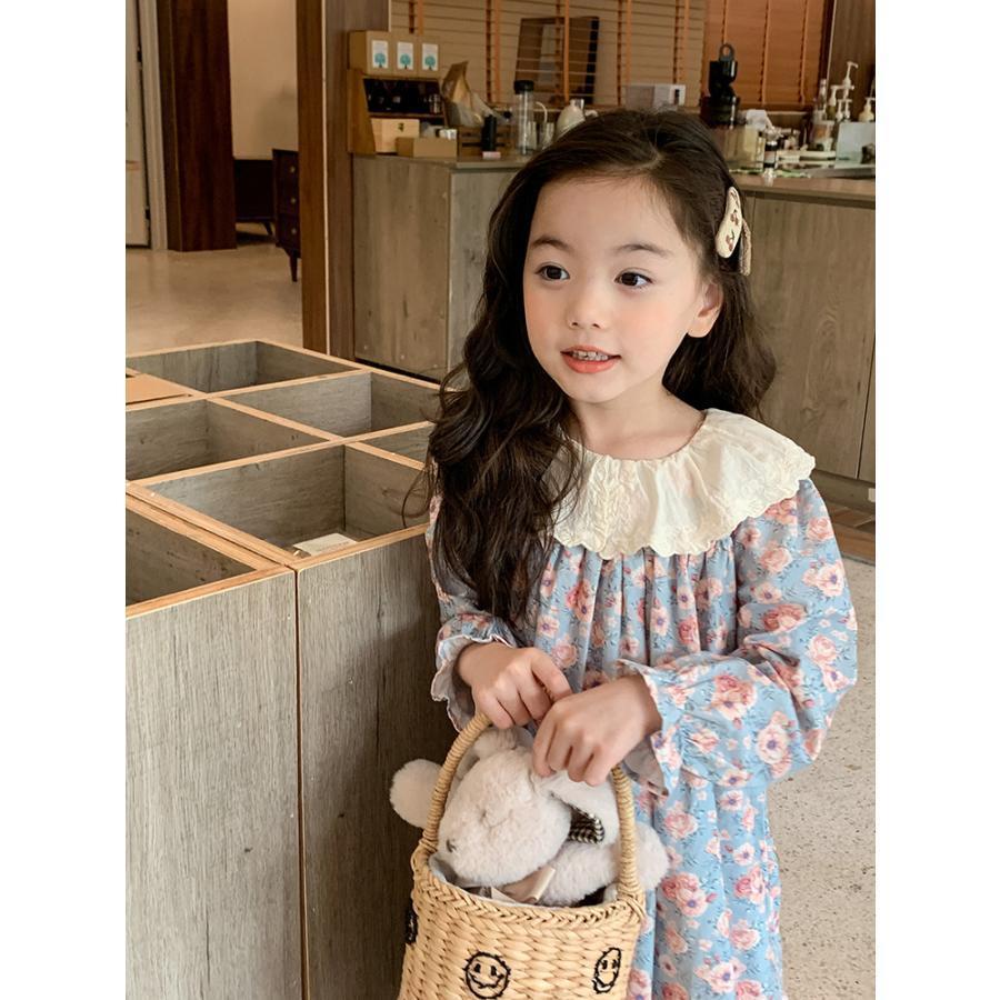 乐天商城 - 子供 ワンピース 子供服 女の子 ガールズ 白襟 キッズ 花柄 フリル 長袖 春秋 通園 お姫様 ワンピース プレゼント 七五三 かわいい 90/100/110/120/130/140/150
