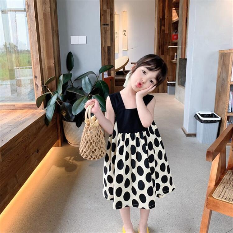 ワンピース 子供ドレス ドット柄 水玉 キッズ 女の子 ガールズ おしゃれ ノースリーブ ドレス カジュアル パーティー ゆったり レジャー デイリー お出かけ