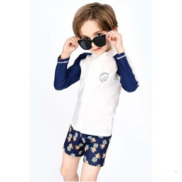 【スーパーSALE限定】セパレート 3点セット 水着 男の子 キッズ スクール水着 上下セット 速乾 長袖 半袖 子供 弾性 露出控えめ 日焼け止め 透けない ...