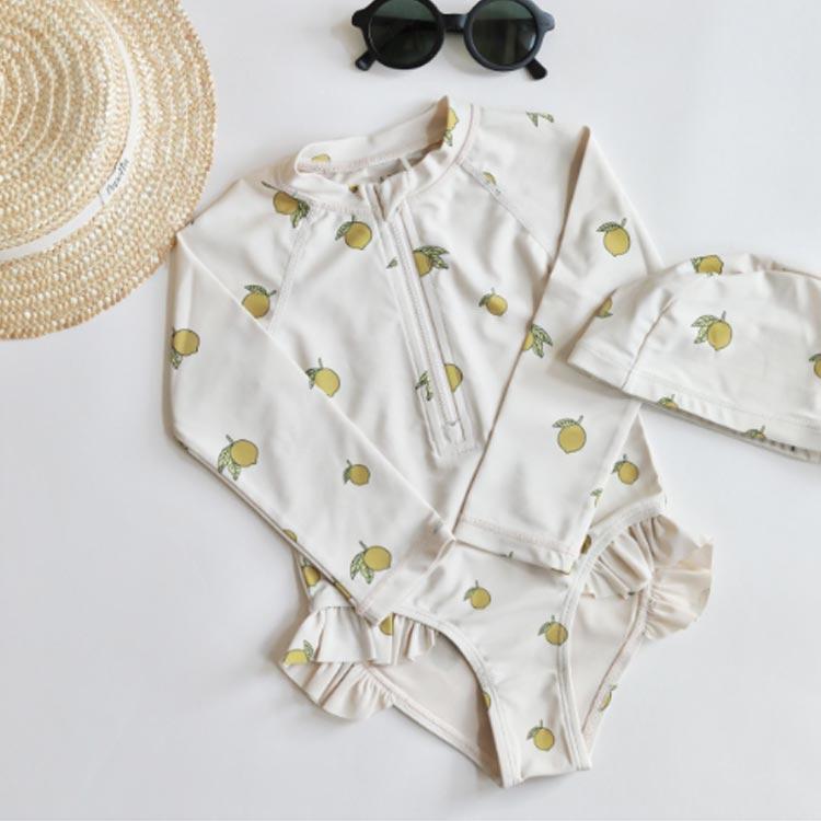 【スーパーSALE限定】水泳帽付き 水着 キッズ 女の子 オールインワン 長袖 UPF50 UVカット 紫外線対策 ガールズ 子供 80 90 100 110 120 13