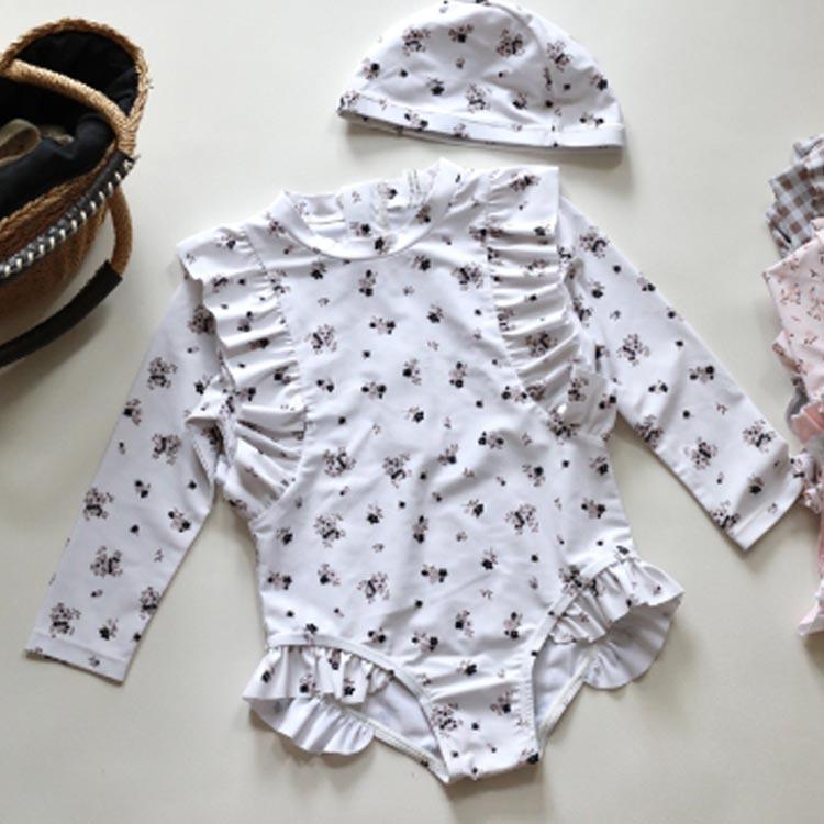 【スーパーSALE限定】水泳帽付き 水着 キッズ 女の子 オールインワン 長袖 UPF50 速乾 UVカット 紫外線対策 ガールズ 子供 80 90 100 110 120